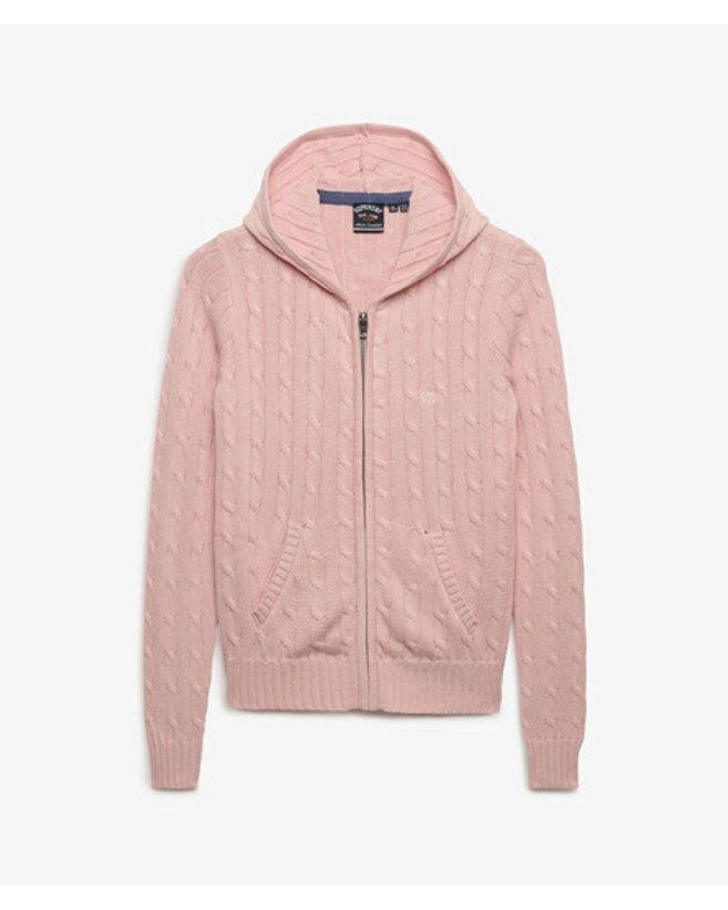 Superdry Pink & Co Cotton Cable Zip Up Hoodie