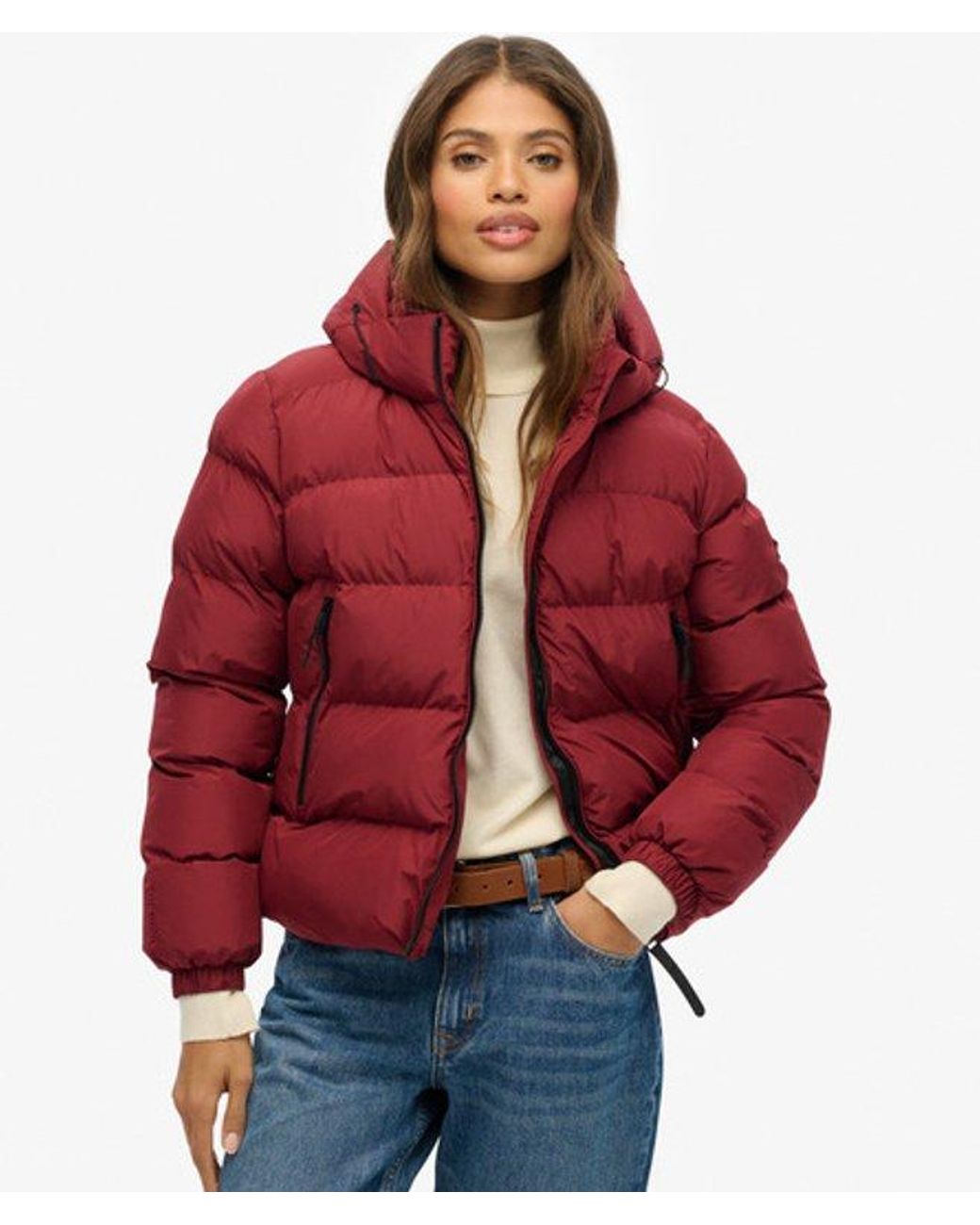 Superdry Red & Co Hooded Sports Puffer Jacket