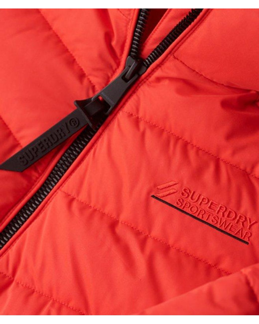 Superdry Red & Co Hooded Microfibre Padded Jacket