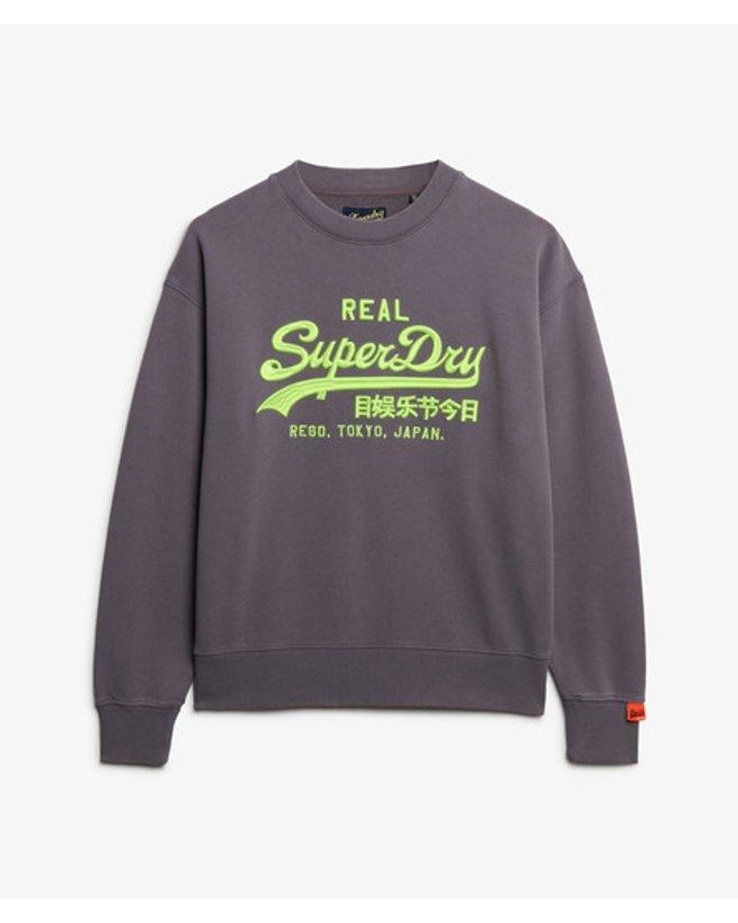Superdry Gray & Co Vintage Logo Neon Loose Crew