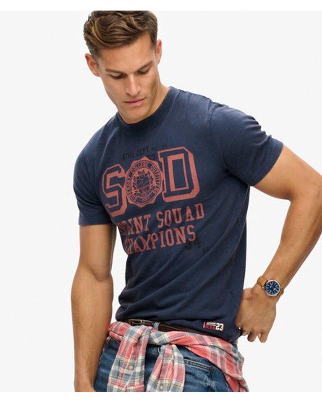 Superdry Blue Short Sleeve Vintage T-Shirt for men