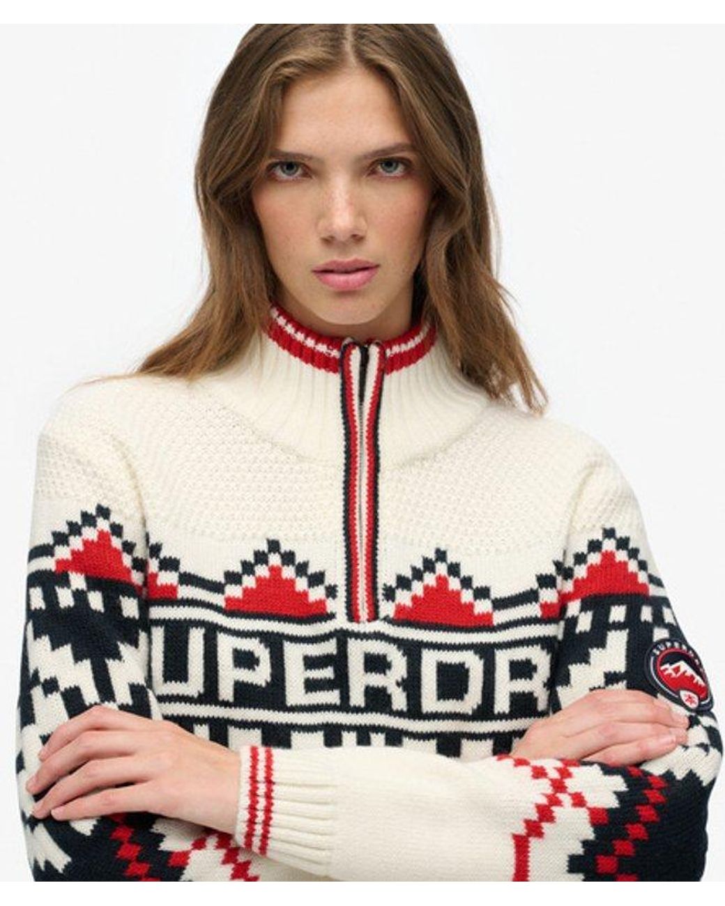 Superdry White & Co Intarsia Half Zip Jumper