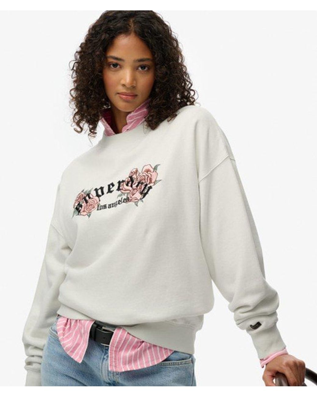 Superdry Gray & Co Night Garden Oversized Crew Sweatshirt