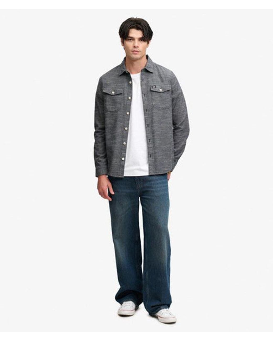 Superdry Gray & Co Herringbone Workwear Shirt for men