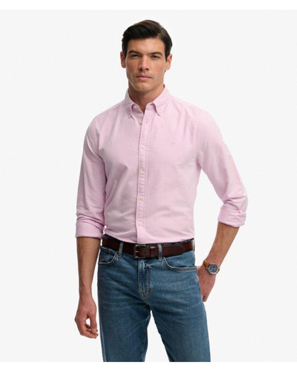 Superdry Red & Co Preppy Oxford Long Sleeve Shirt for men