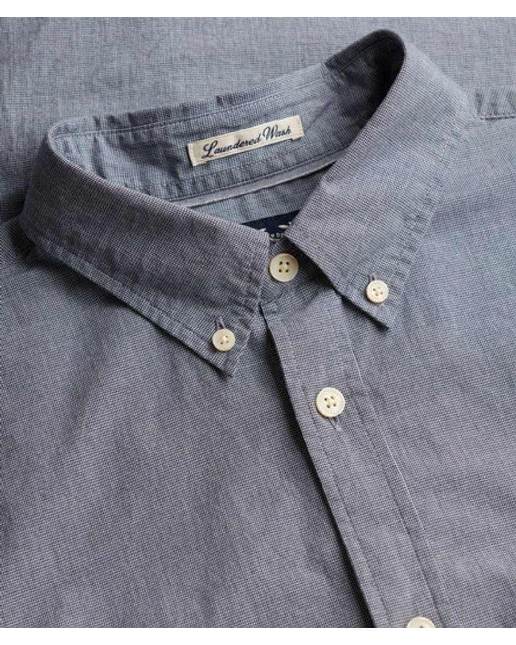 Superdry Gray Preppy Poplin Long Sleeve Shirt for men