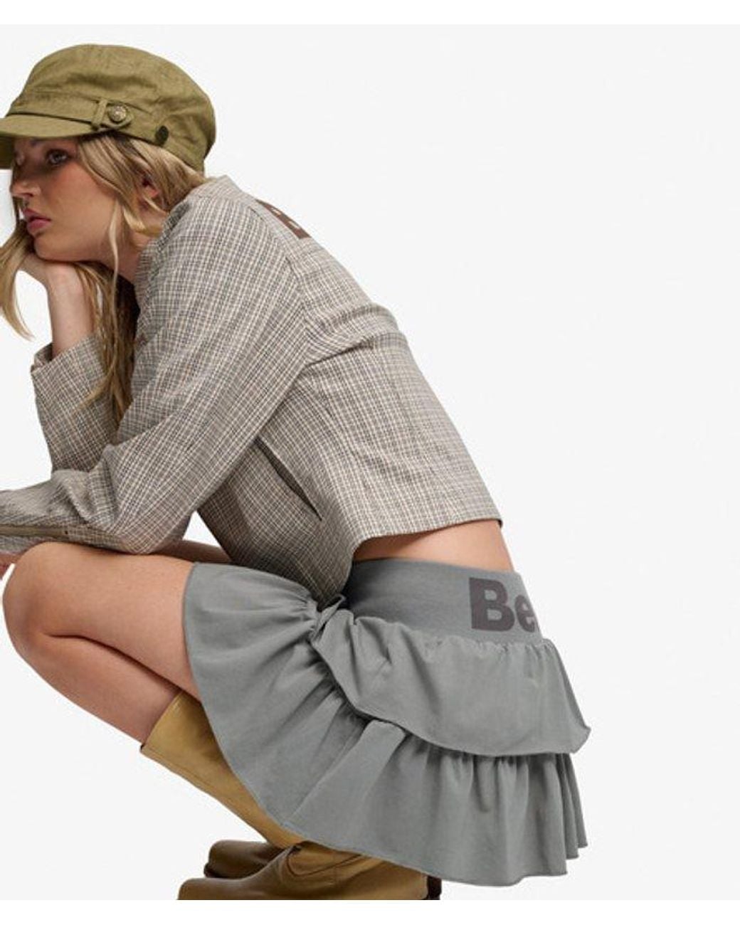 Superdry Gray Bench X & Co Bench Low Rise Tiered Skirt
