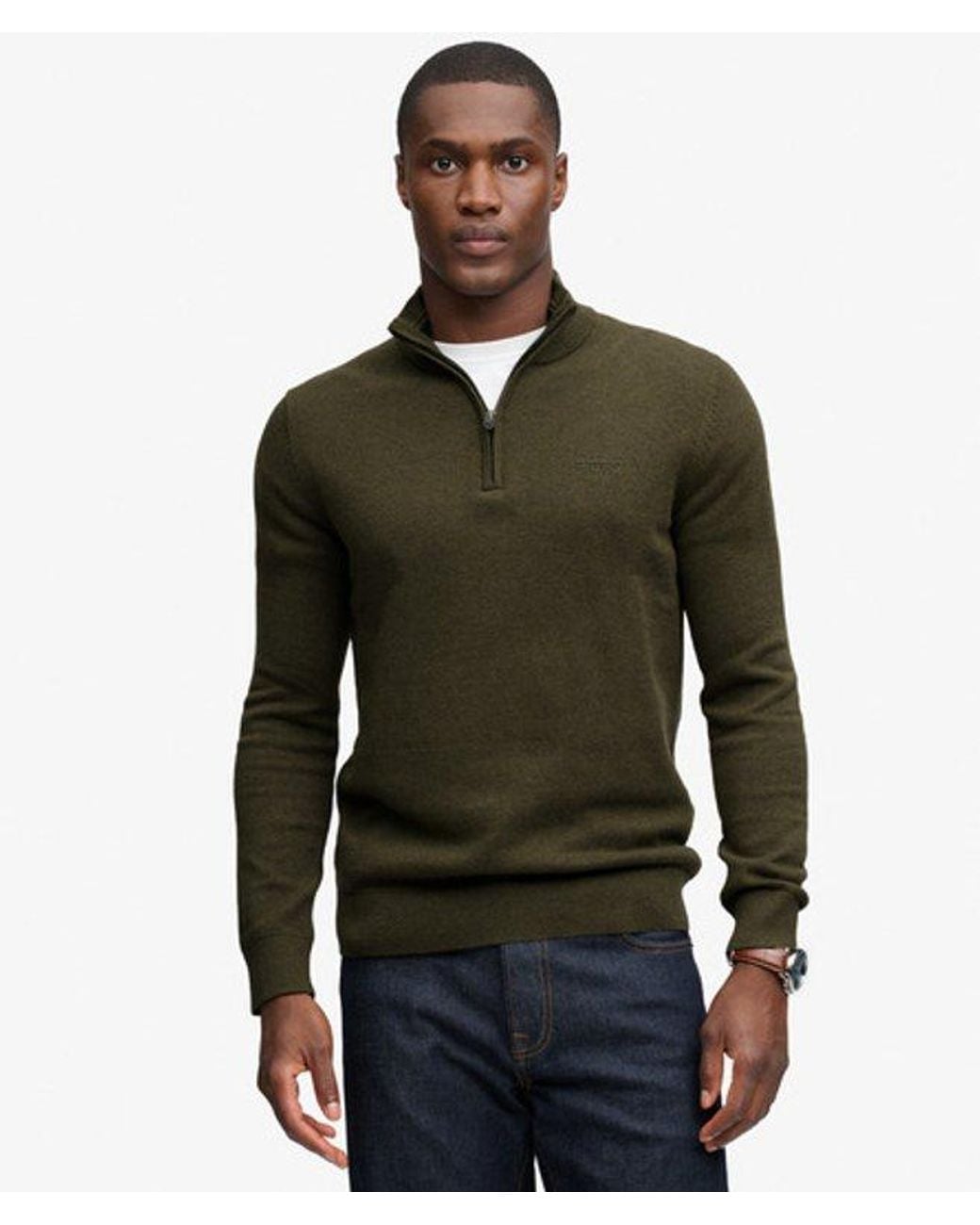 Superdry Green & Co Prep Essential Cotton Half Zip Jumper for men