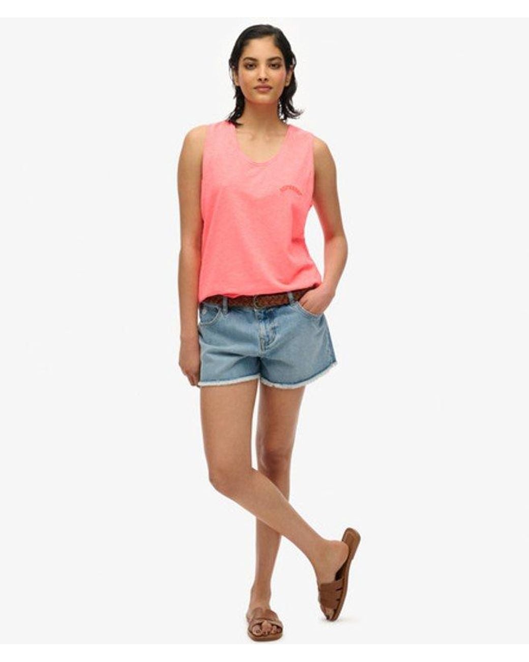 Superdry Red Essential Logo Garment Dye Vest Top