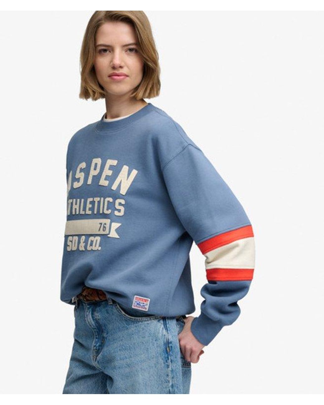 Superdry Blue & Co Aspen Athletics Preppy Ski Sweatshirt