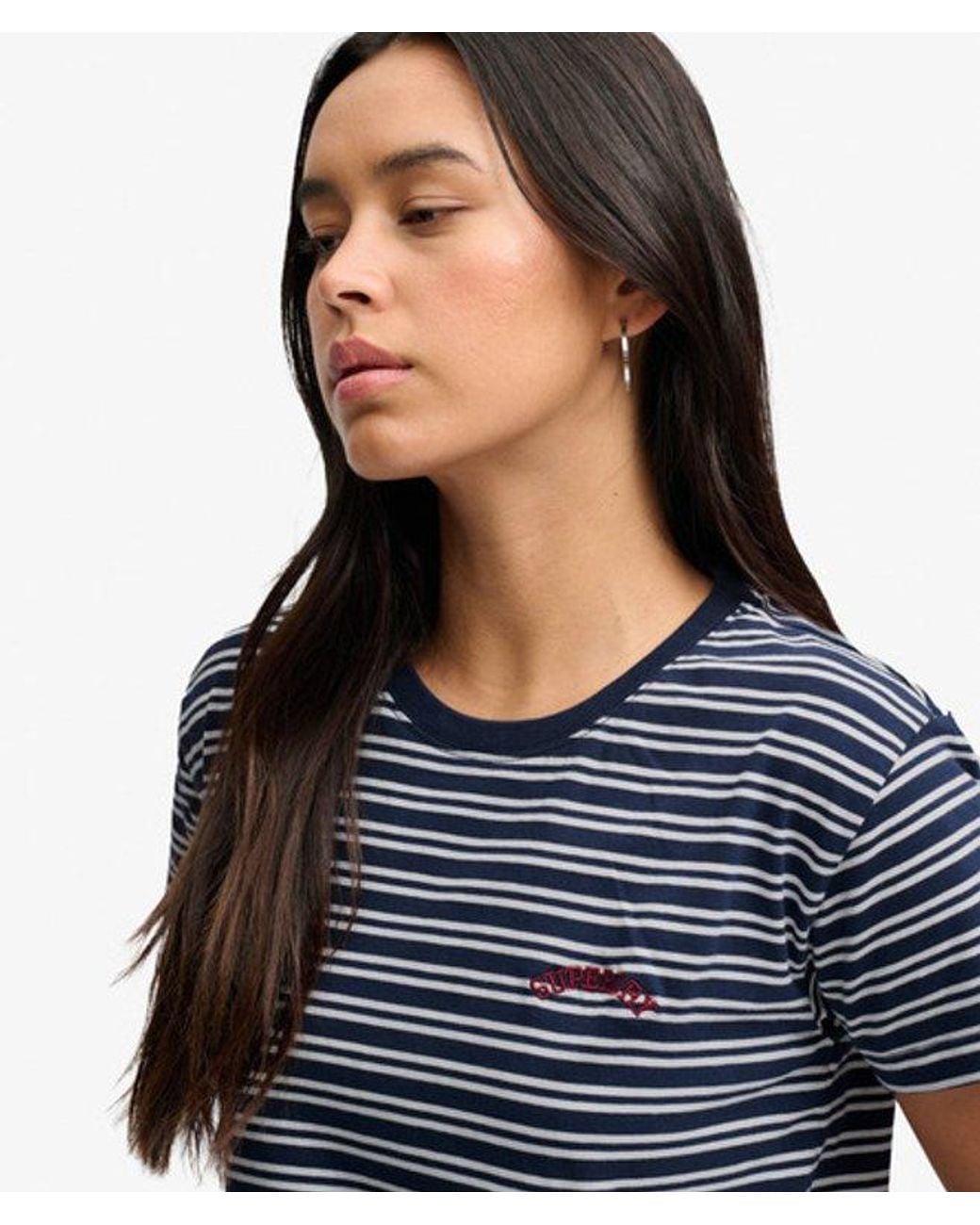 Superdry Blue & Co Essential Logo Striped Fitted T-shirt
