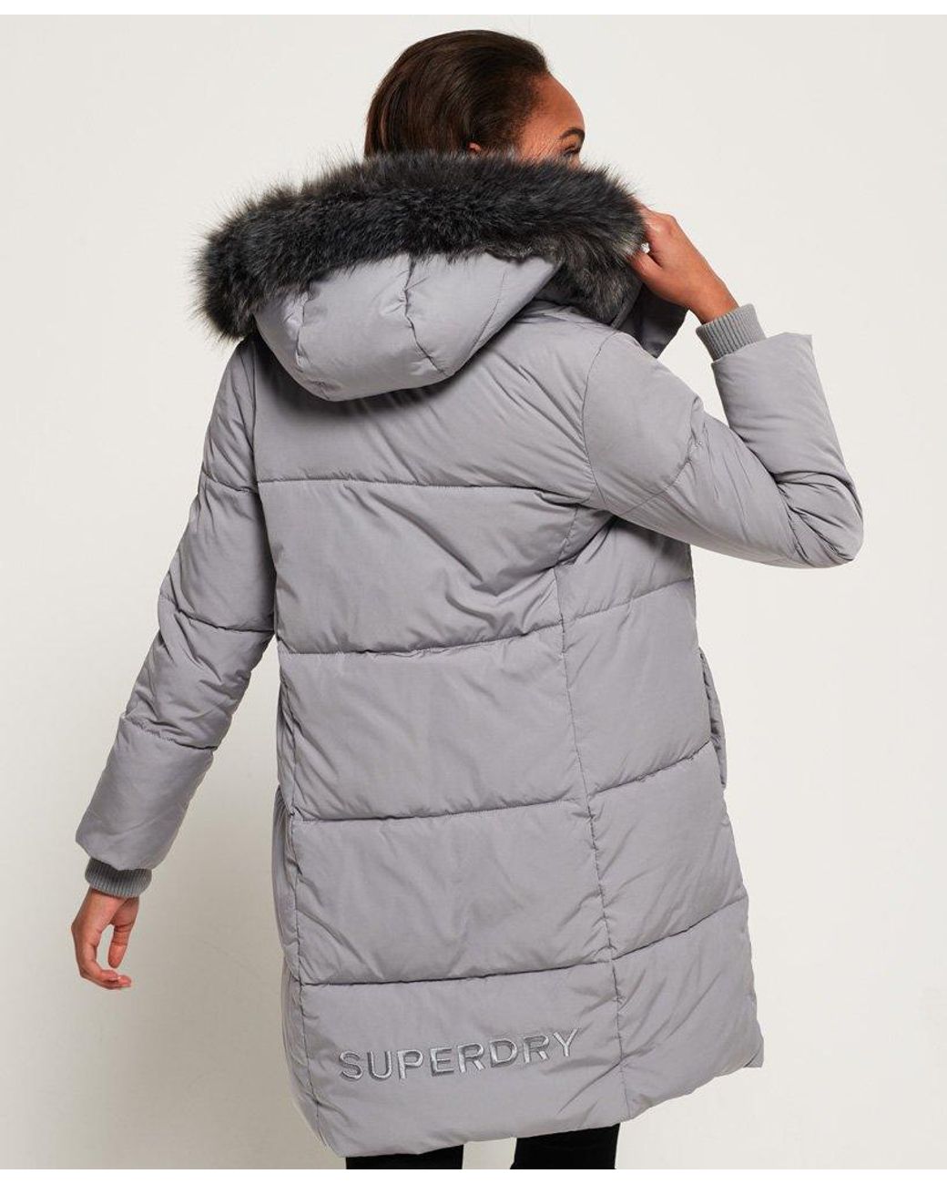 Superdry Cocoon Parka Jacket Grey in Gray | Lyst
