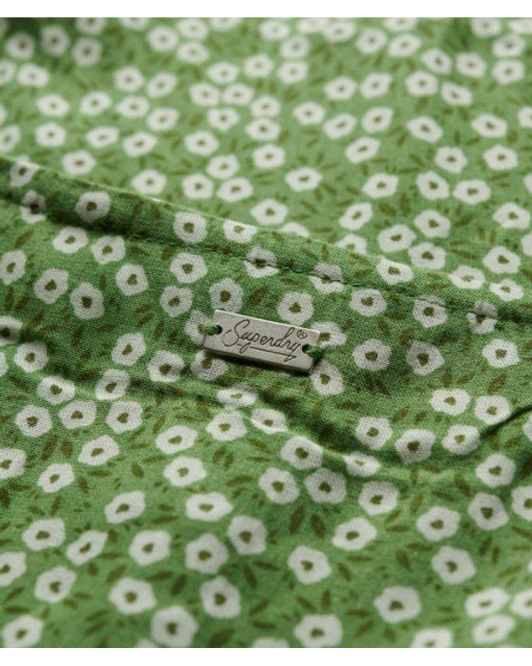 Superdry Green Printed Button-up Cami Midi Dress