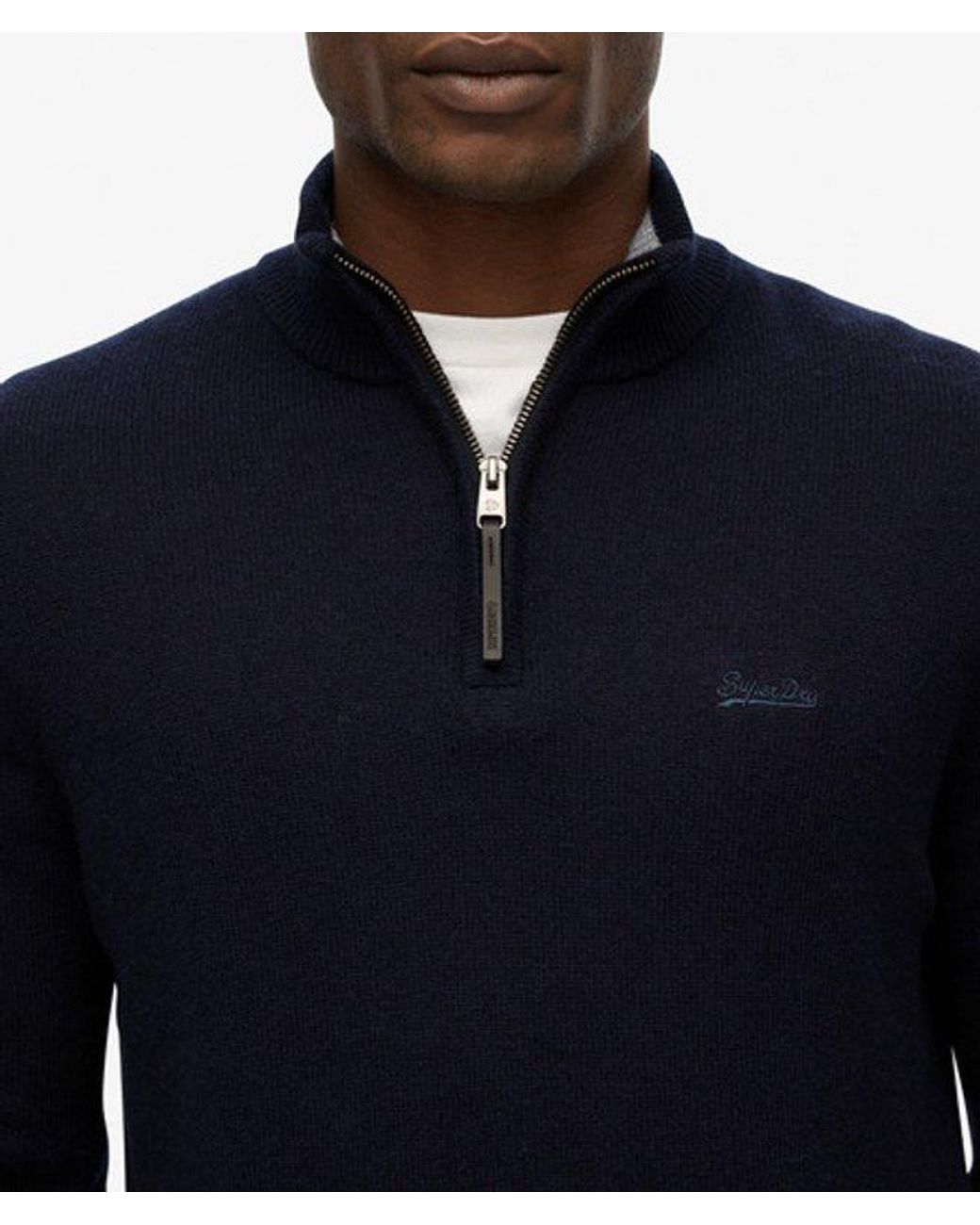 Superdry Blue & Co Wool Blend Half Zip Jumper for men