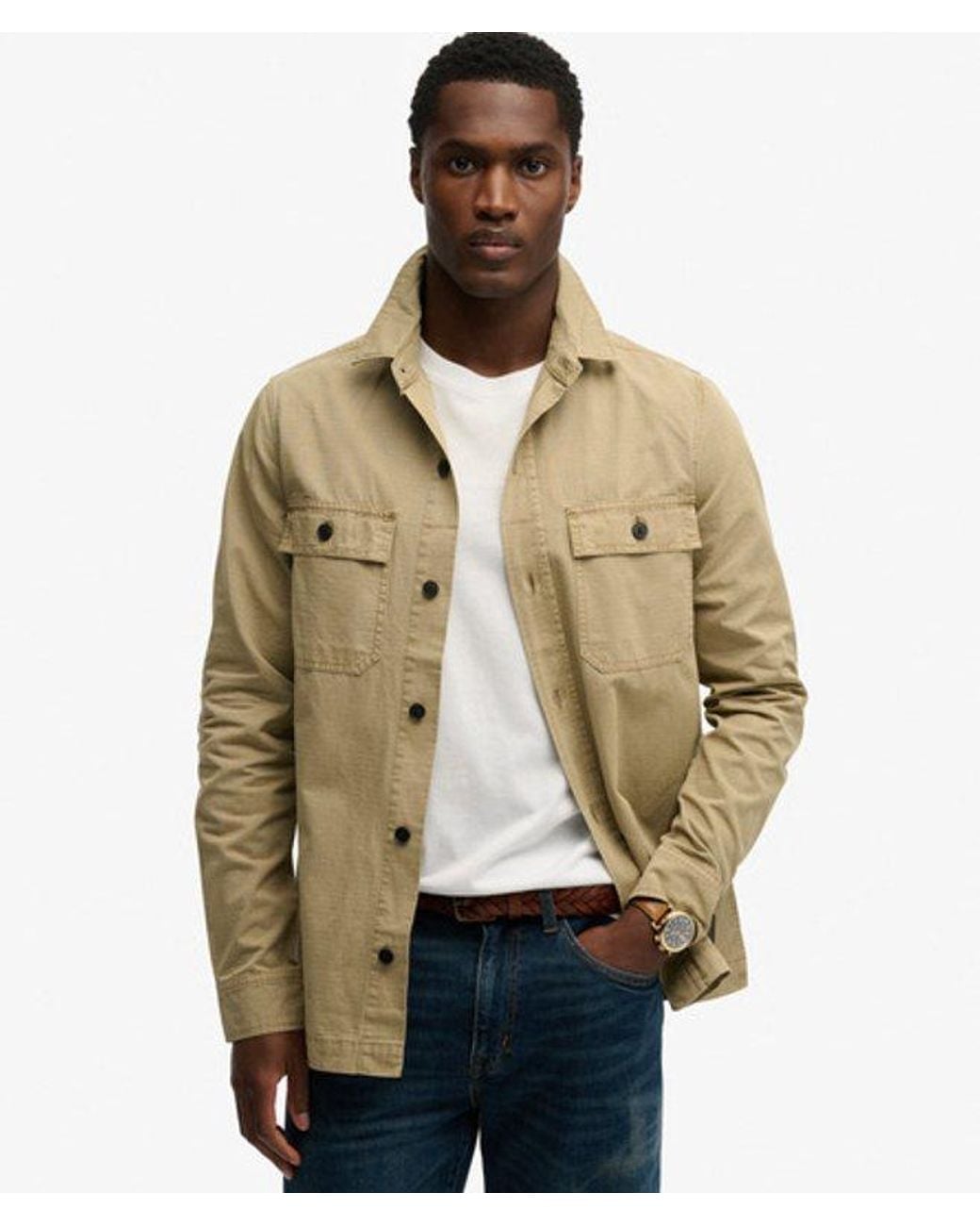 Superdry Military Overhemd Met Lange Mouwen in het Natural voor heren