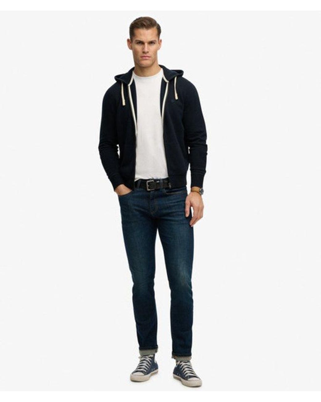 Superdry Blue & Co Monogram Embroidered Zip Hoodie for men