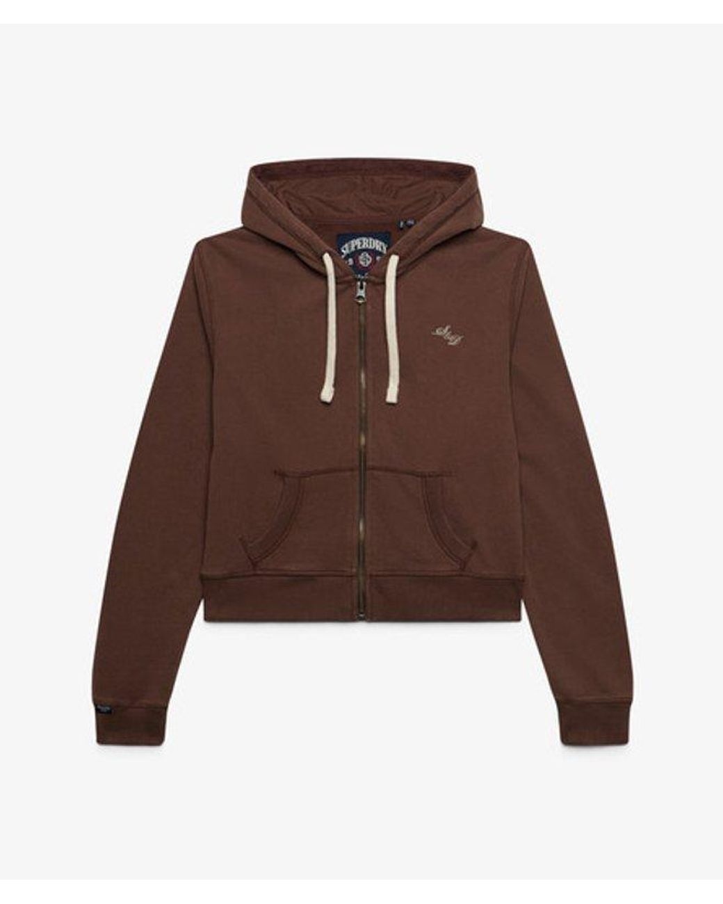 Superdry Brown & Co Athletic Essentials Printed Crop Zip Hoodie