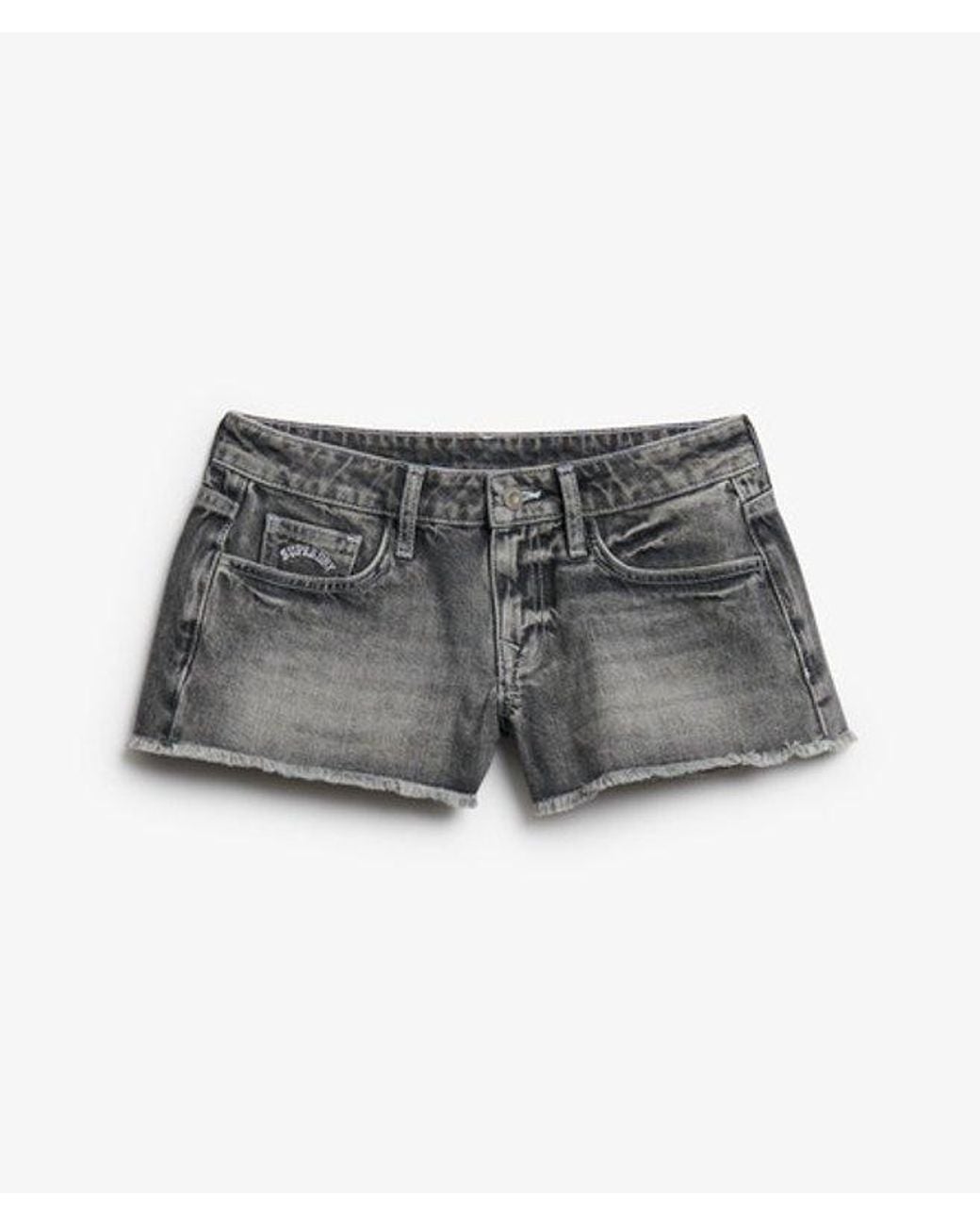 Superdry Gray Low Rise Denim Hot Shorts
