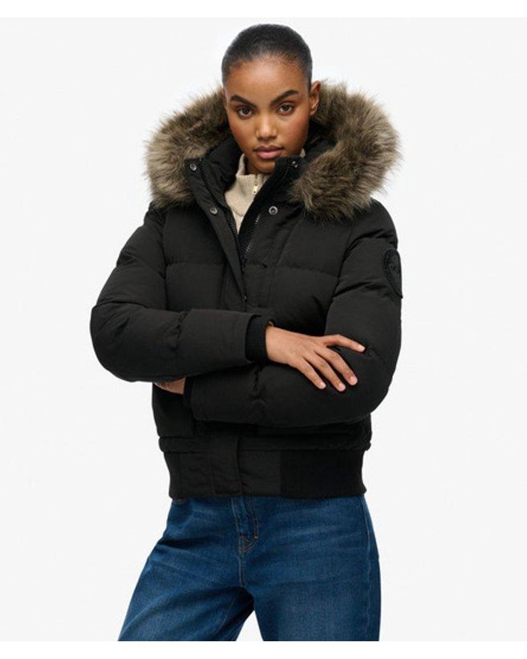 Superdry Black Everest Hooded Bomber Jacket