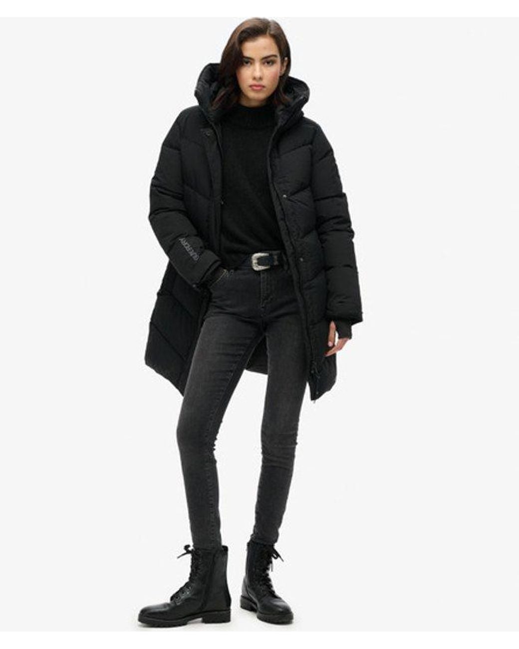 Superdry Black & Co City Chevron Padded Parka Coat