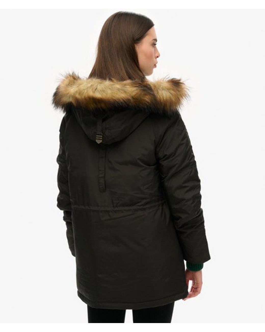 Superdry Black & Co Classic Logo Patch Military Hooded Ma1 Parka Coat