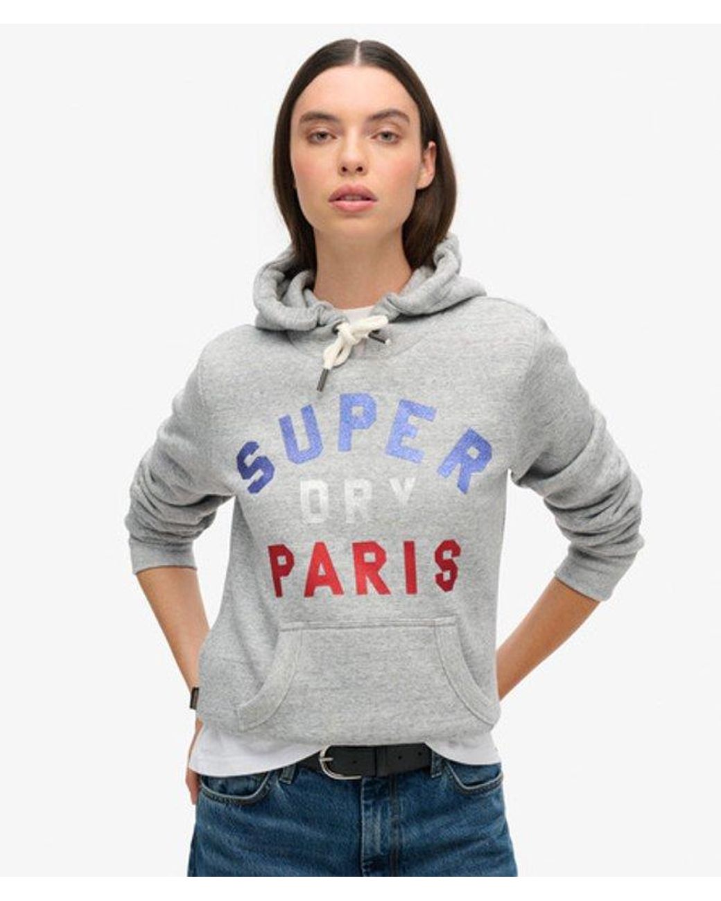 Superdry Gray & Co Glitter Graphic Logo Hoodie