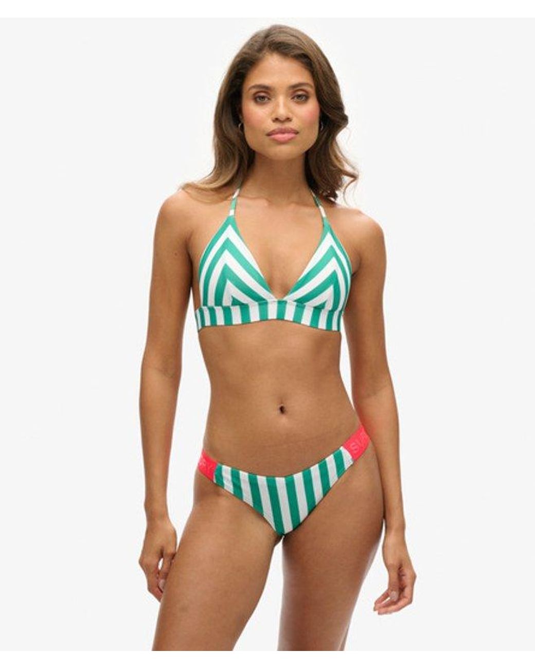 Superdry Pink & Co Stripe Triangle Bikini Top
