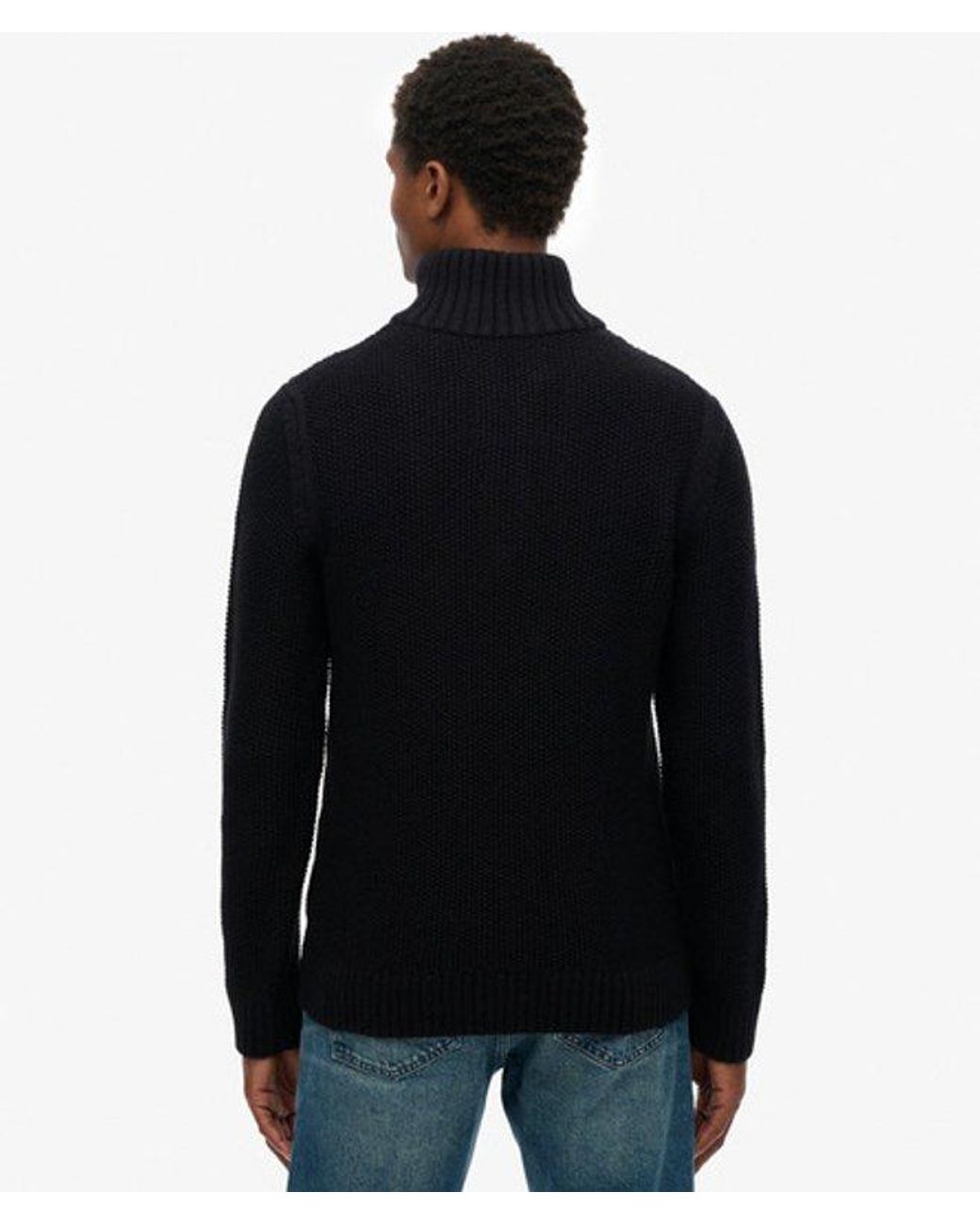 Superdry Black & Co Jacob Cable Knit Half Zip Jumper for men