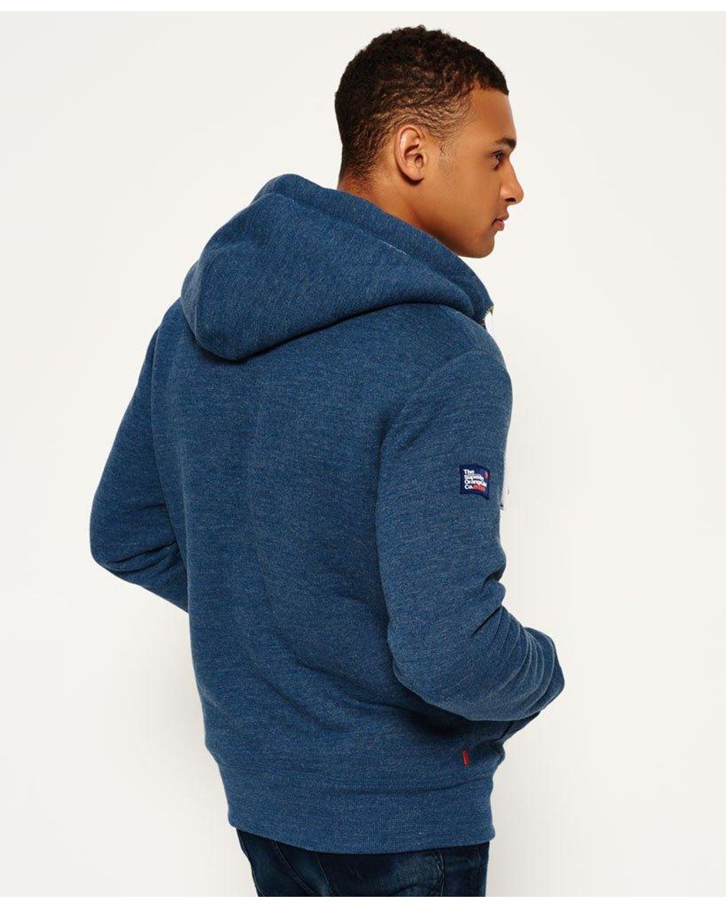 Superdry Fleece Orange Label Heavy Winter Zip Hoodie in Blue for Men | Lyst  UK