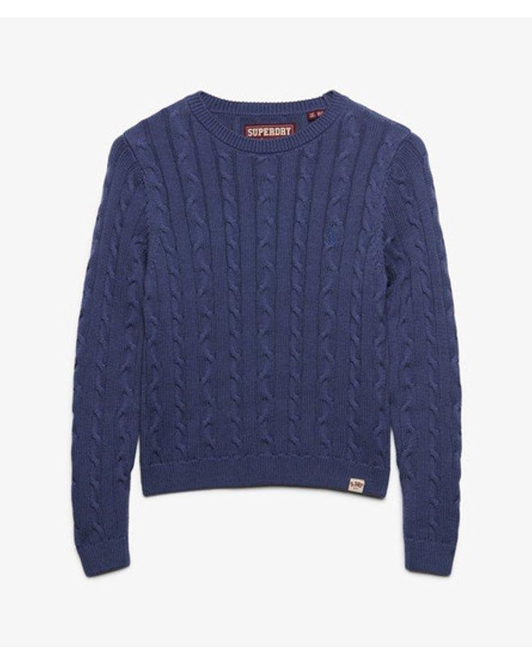 Superdry Essentials Sd & Co Kabelgebreide Trui in het Blue