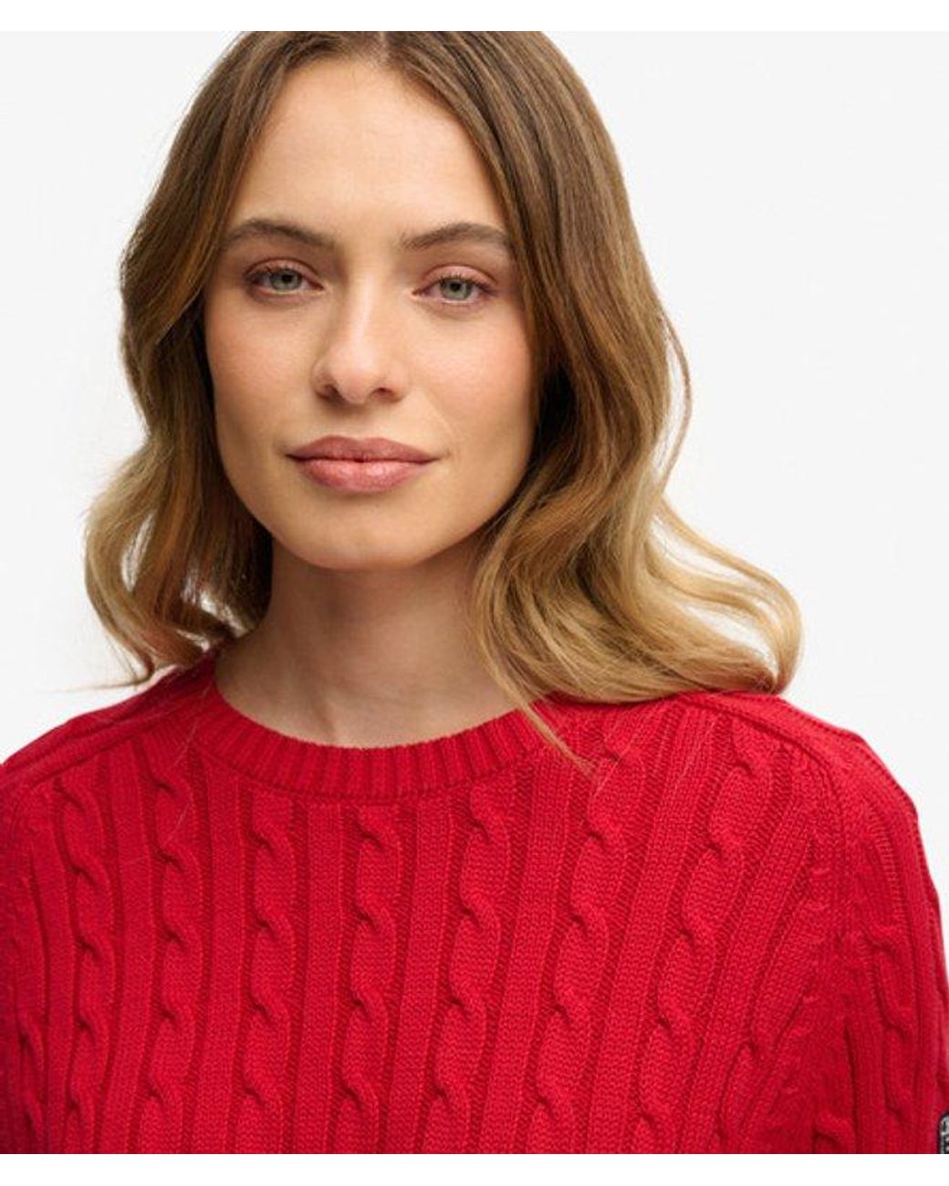 Superdry Red & Co Slouchy Cable Knit Jumper