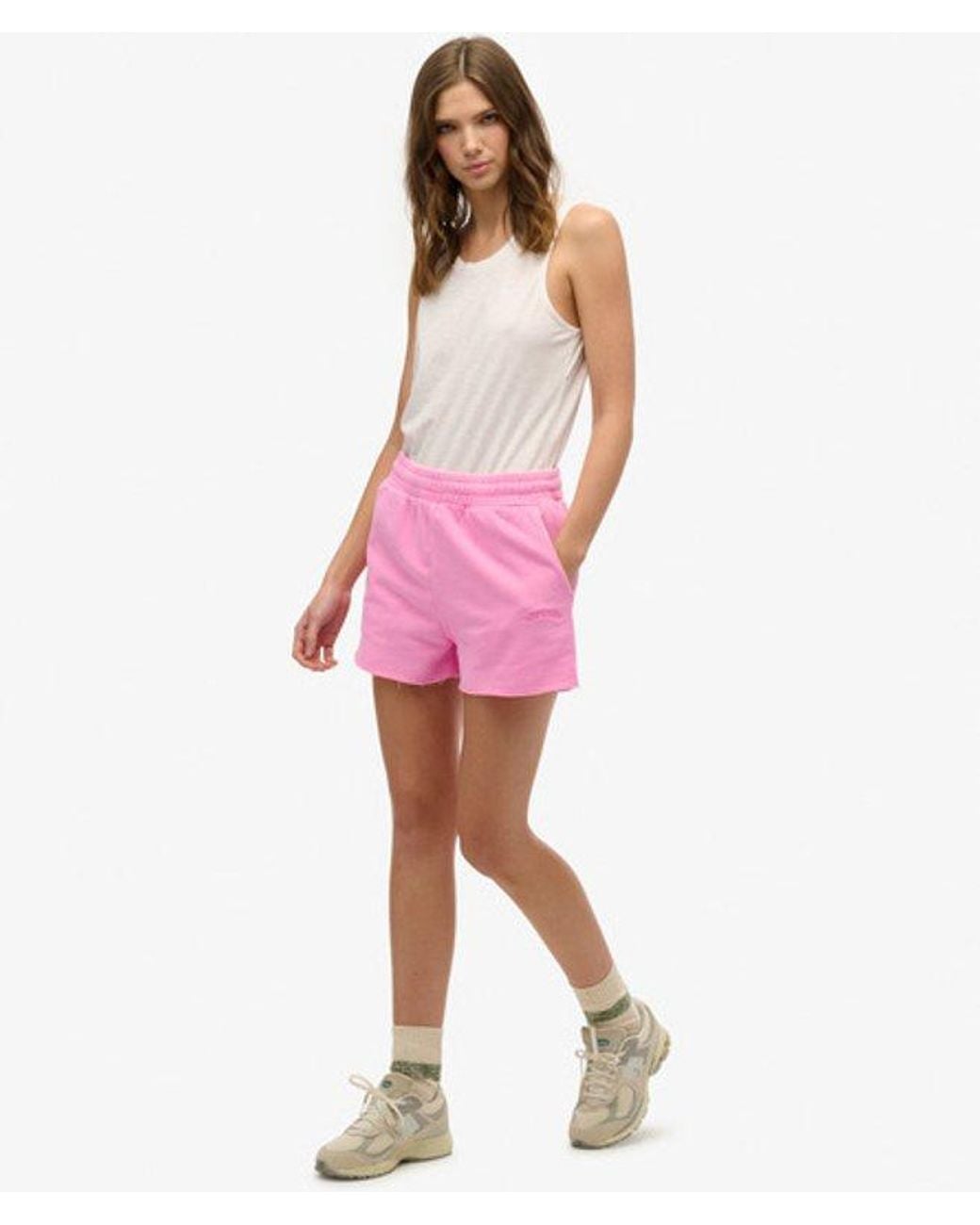 Superdry Pink & Co Essential Logo Garment Dye Shorts