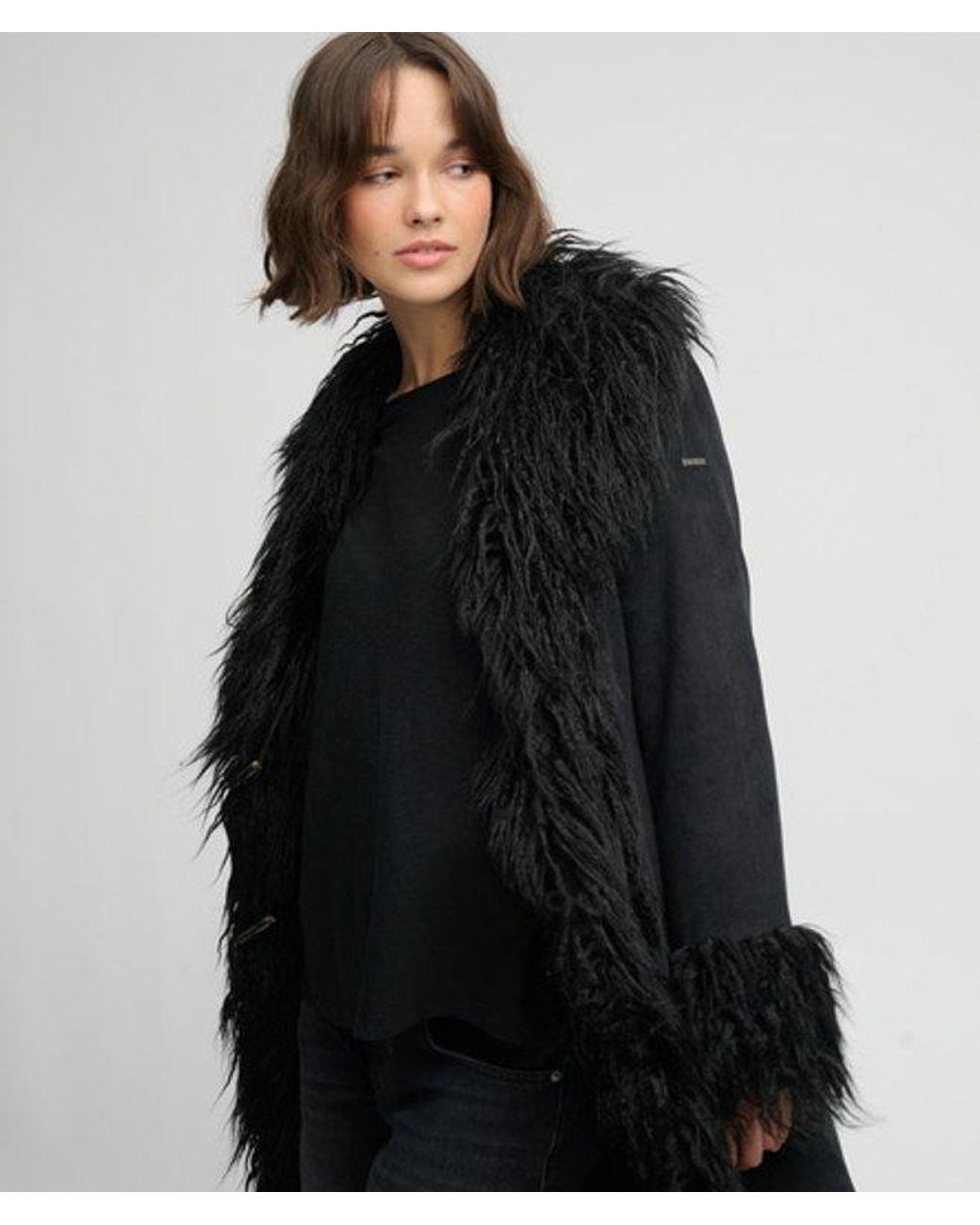 Superdry Black & Co Long Afghan Coat