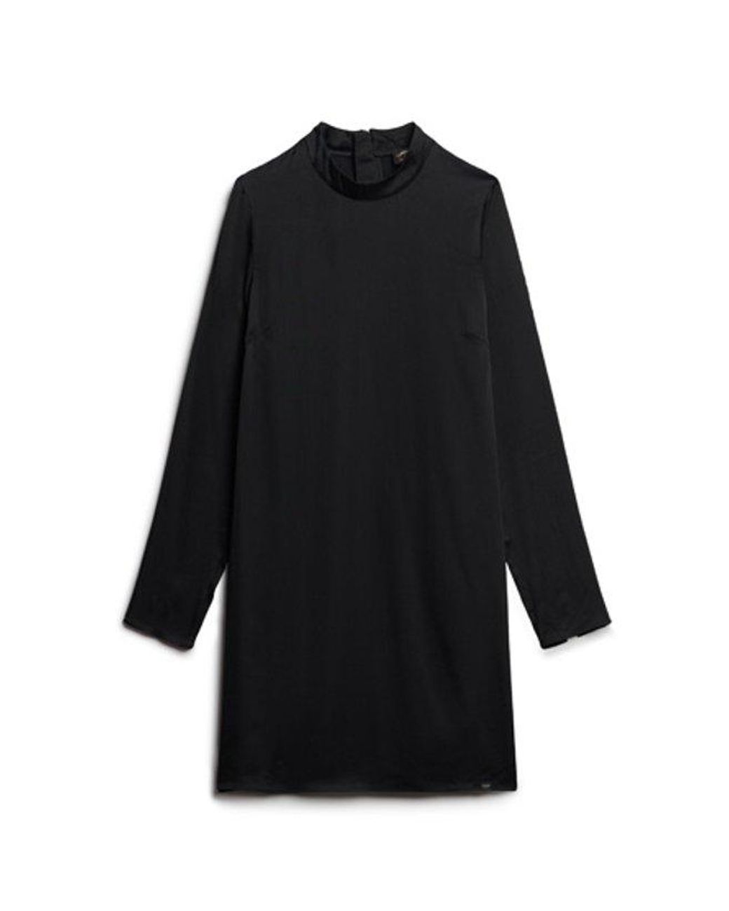 Superdry Satin Mock Neck Mini Dress Black
