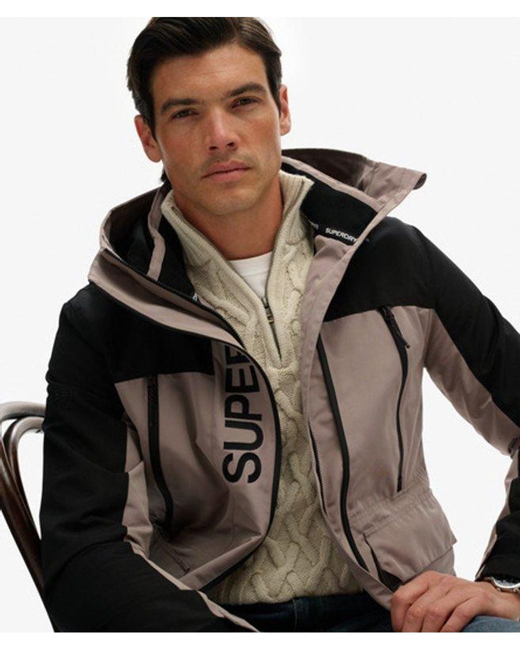 Superdry Black Colour Block Windbreaker Jacket for men
