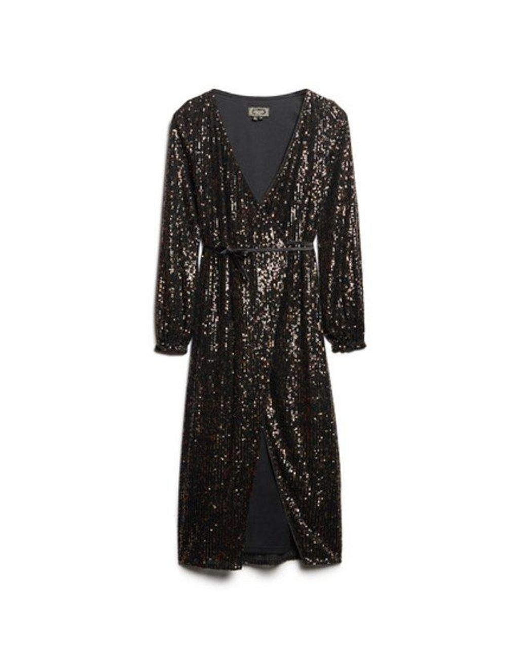 Superdry Black & Co Slim Fit Sequin Wrap Maxi Dress