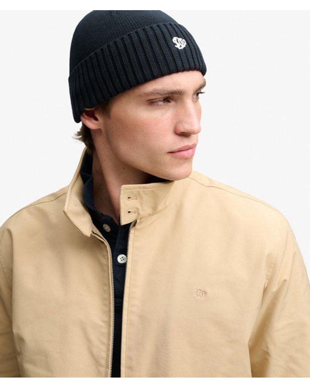 Superdry Black Sd Logo Beanie Hat for men