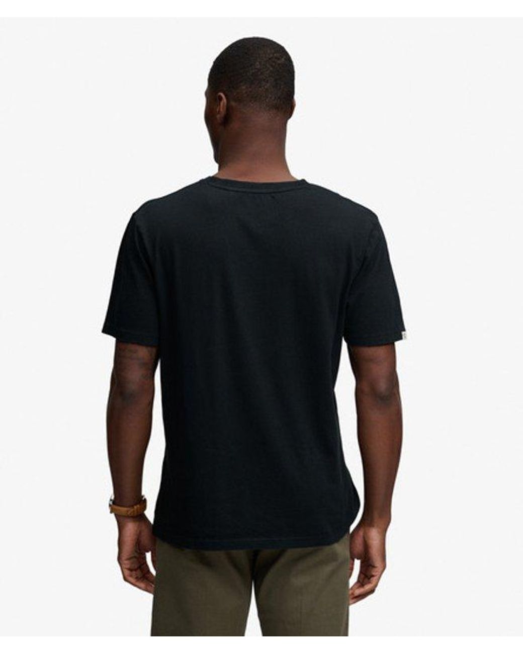 Superdry Black & Co Classic Cotton Linen V-neckline T-shirt for men