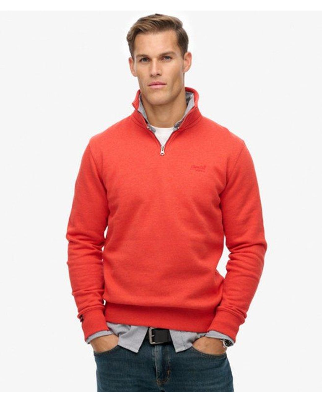 Superdry Red & Co Essential Logo Half Zip Sweatshirt for men
