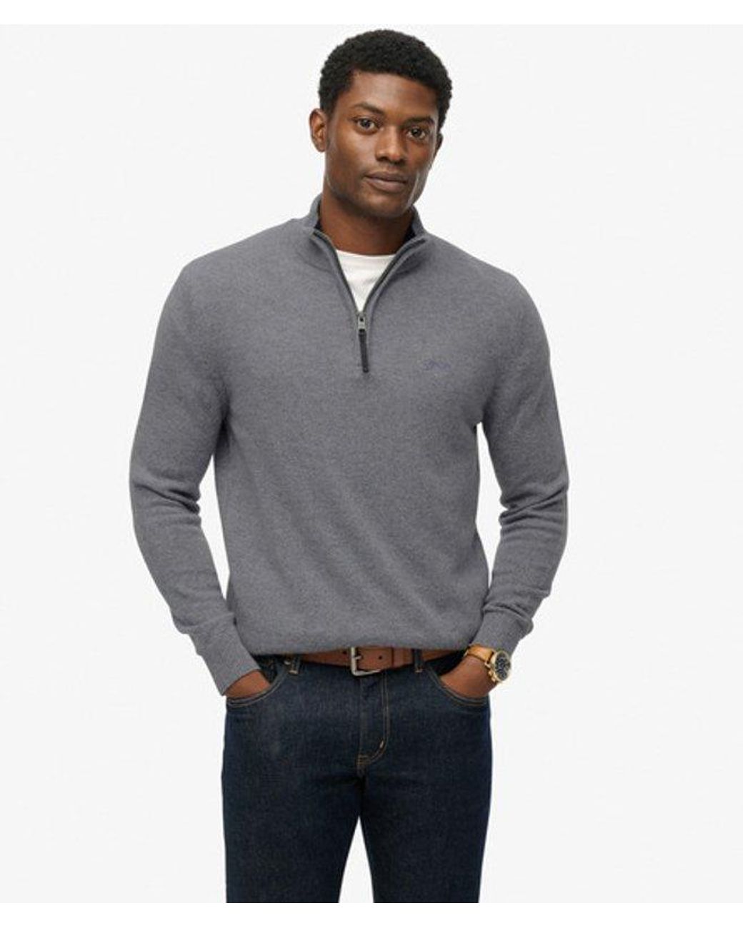 Superdry Gray & Co Wool Blend Half Zip Jumper for men