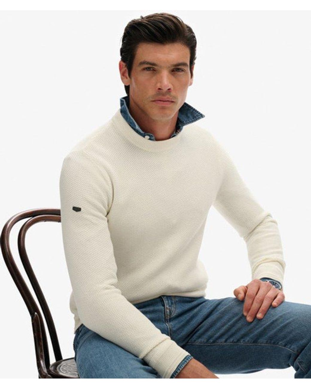 Superdry White & Co Light Weight Cotton Texture Jumper for men