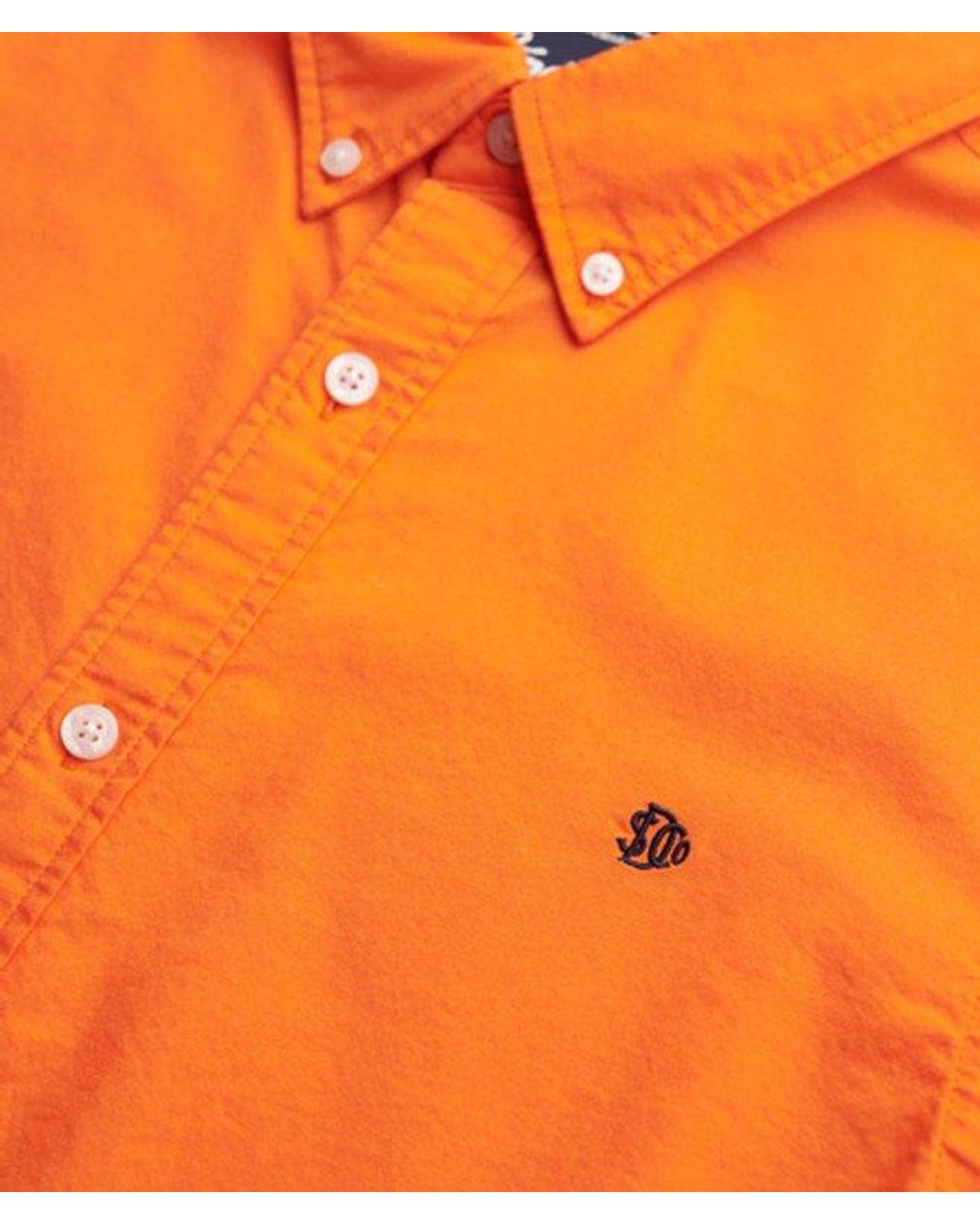 Superdry Orange Classic Oxford Long Sleeve Shirt for men