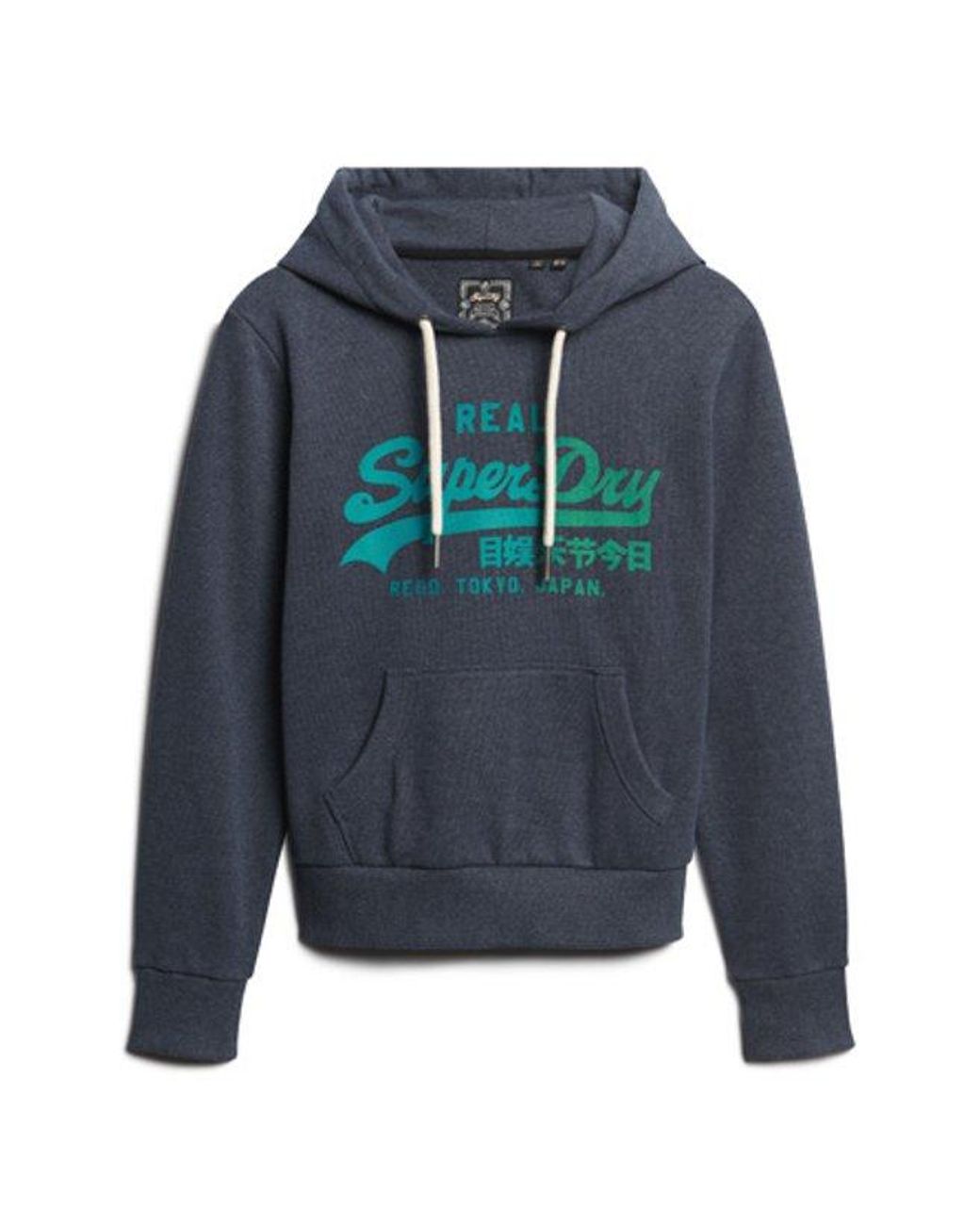 Superdry Blue & Co Tonal Vintage Logo Graphic Hoodie