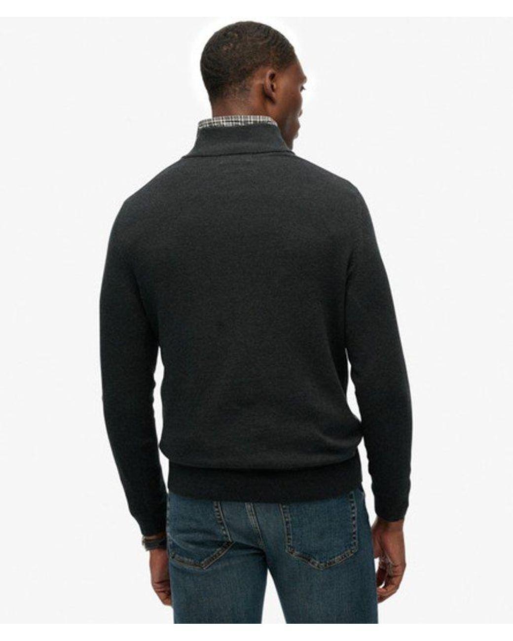 Superdry Black & Co Essentials Cotton Half Zip Jumper for men