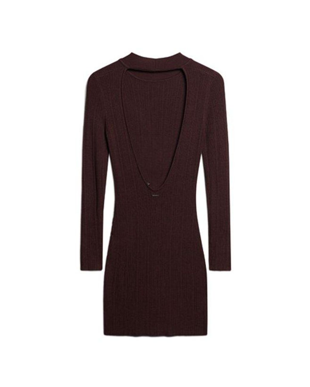 Superdry Brown Backless Bodycon Mini Dress Deep Burgundy
