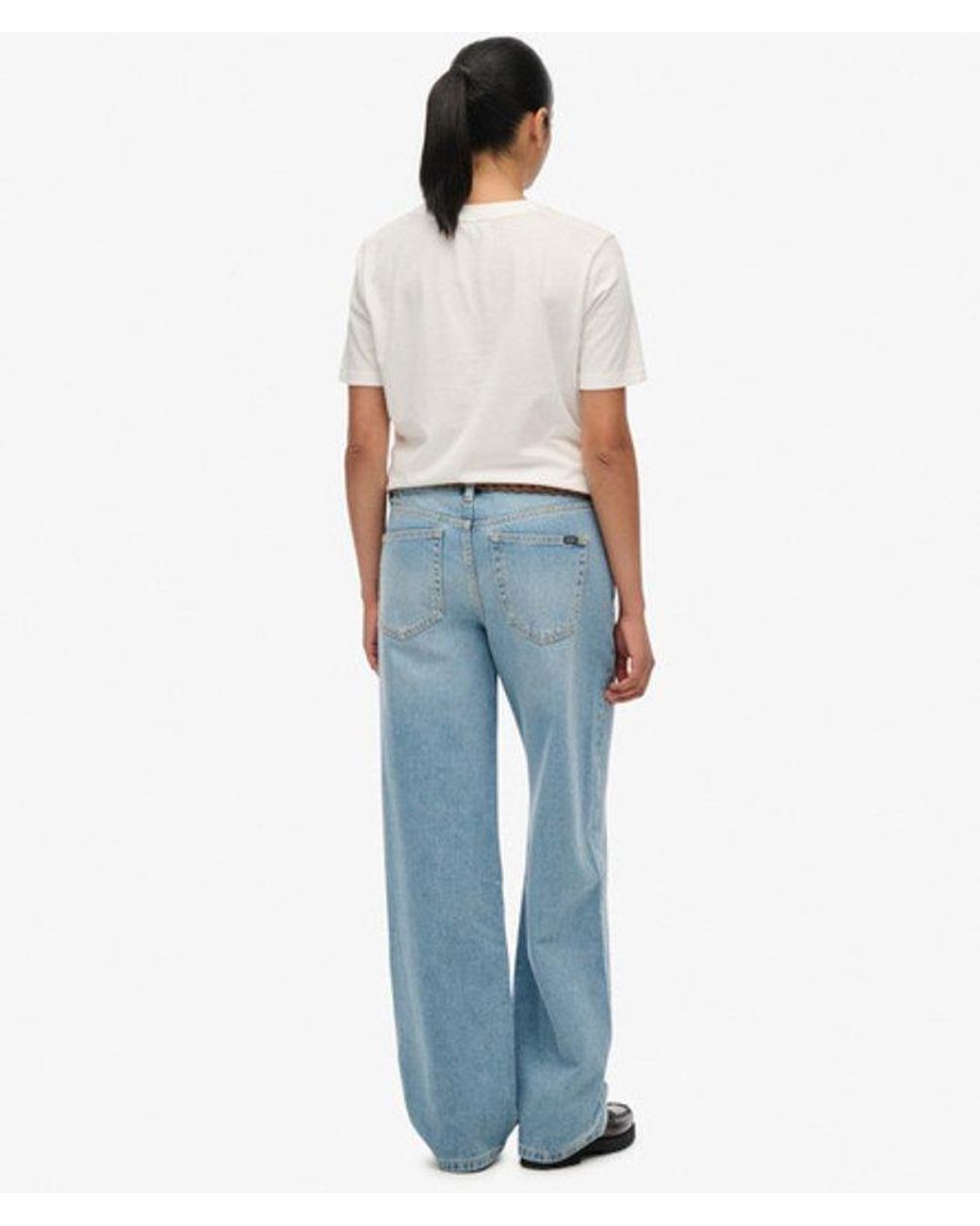 Superdry Blue & Co Organic Cotton Mid Rise Wide Leg Jeans