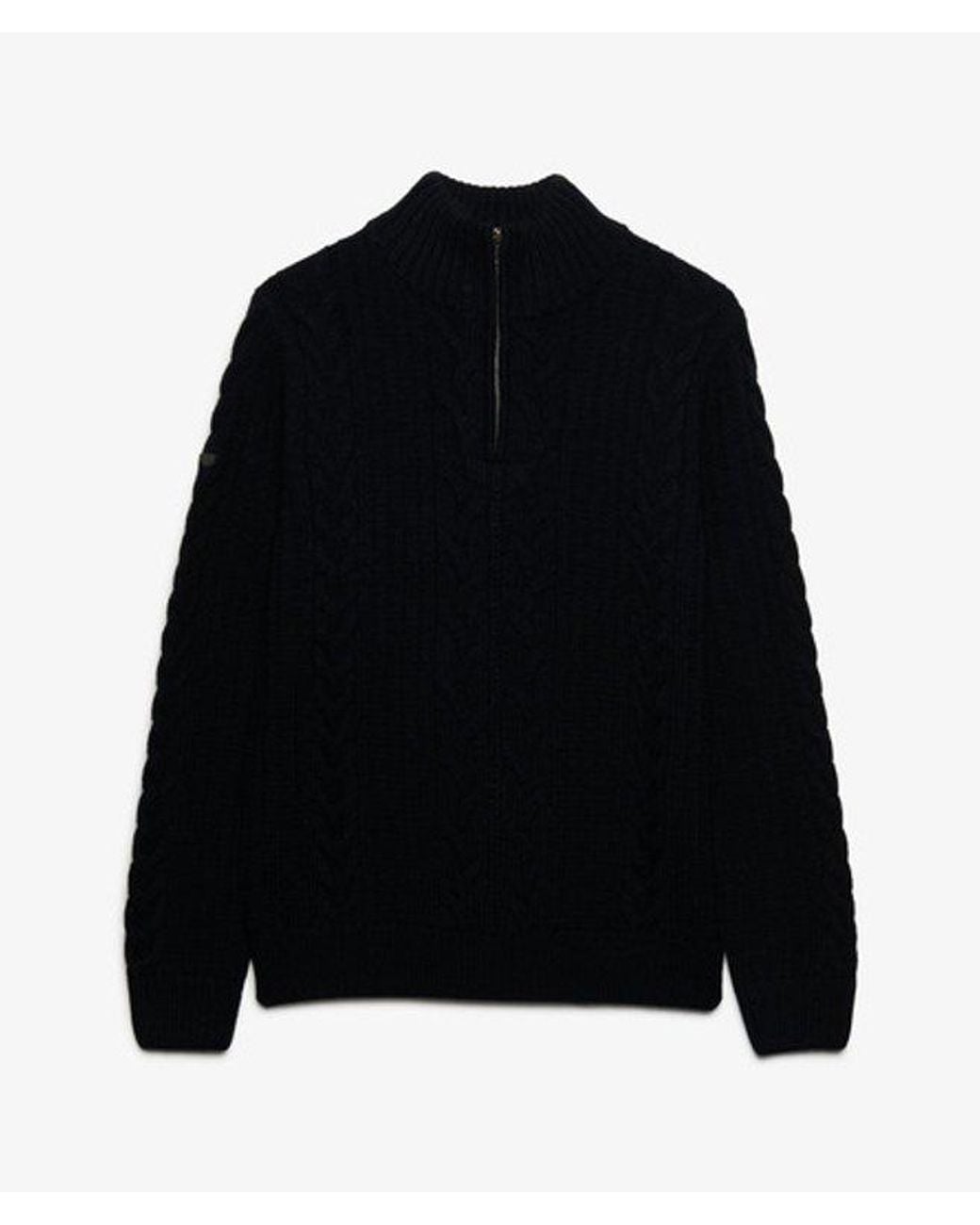 Superdry Black & Co Jacob Cable Half Zip Knit for men