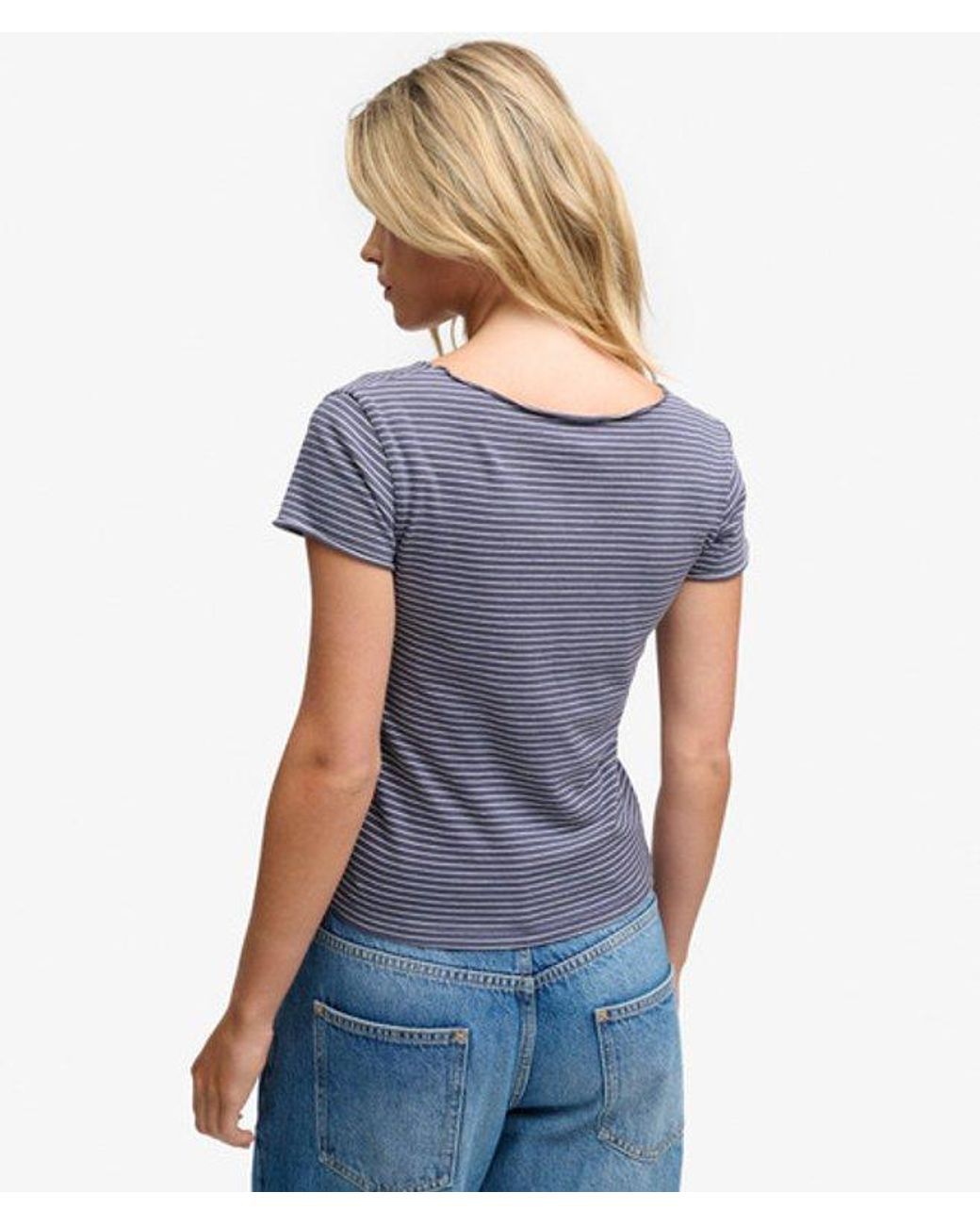 Superdry & Co Athletic Essentials Top Slanke Pasvorm in het Blue