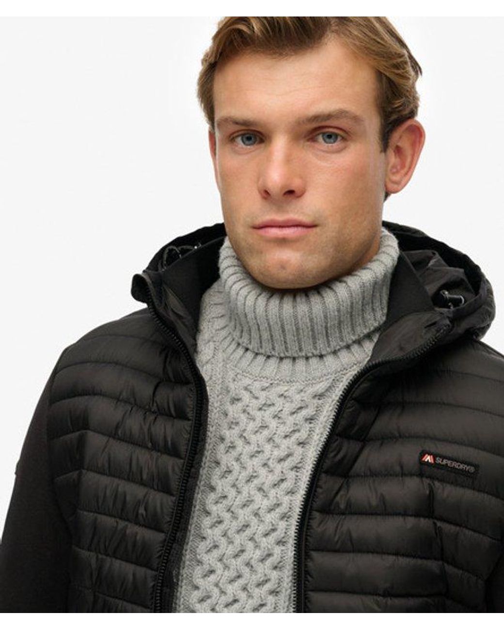 Superdry Black & Co Hooded Storm Fleece Hybrid Jacket for men