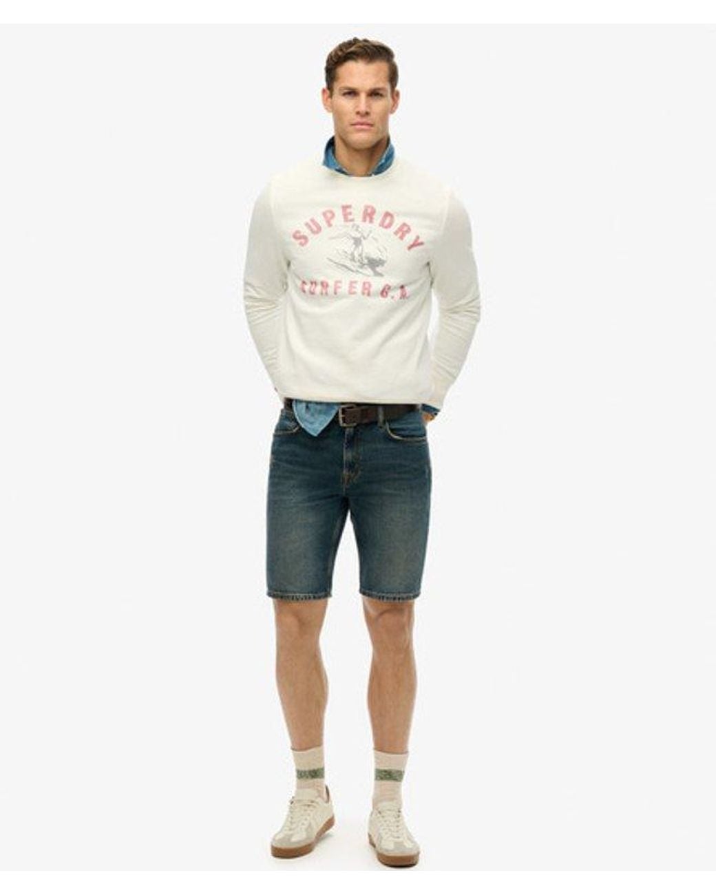 Superdry White Lo-Fi Outdoors Relaxed Crew Sweatshirt for men